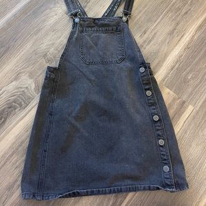 Free People Black Washed Denim Overall Dress